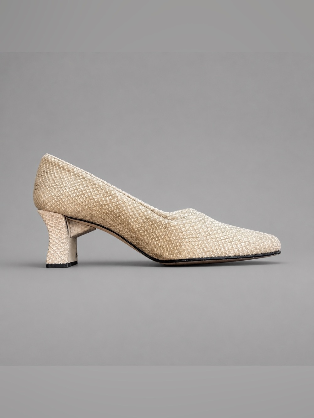 Sacha London Cream Woven Mid Heel Pump